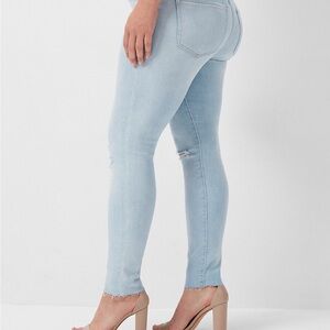 Express Mid Rise Ripped Raw Hem Skinny Jeans 16Short